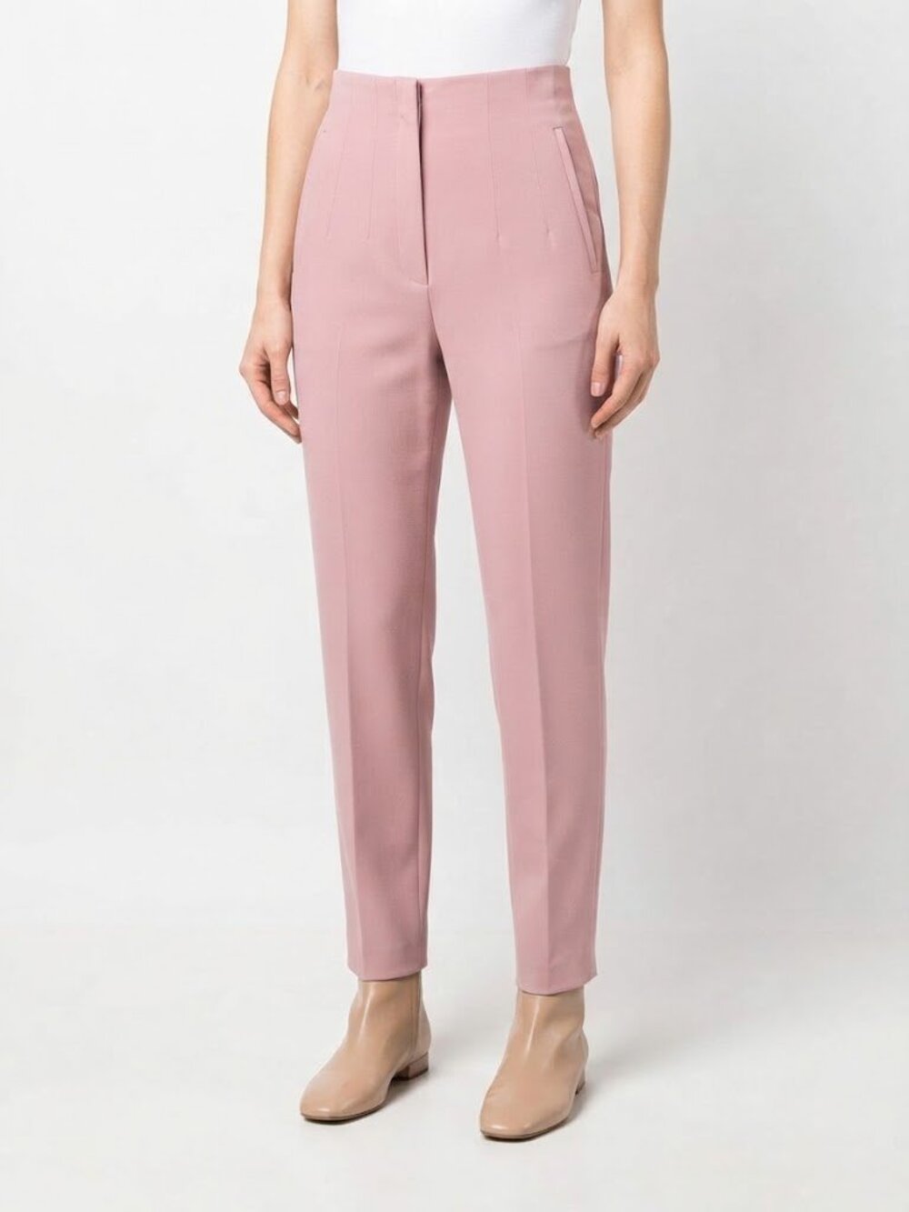Zara Pink High-Waist Straight Leg Tailored Pants